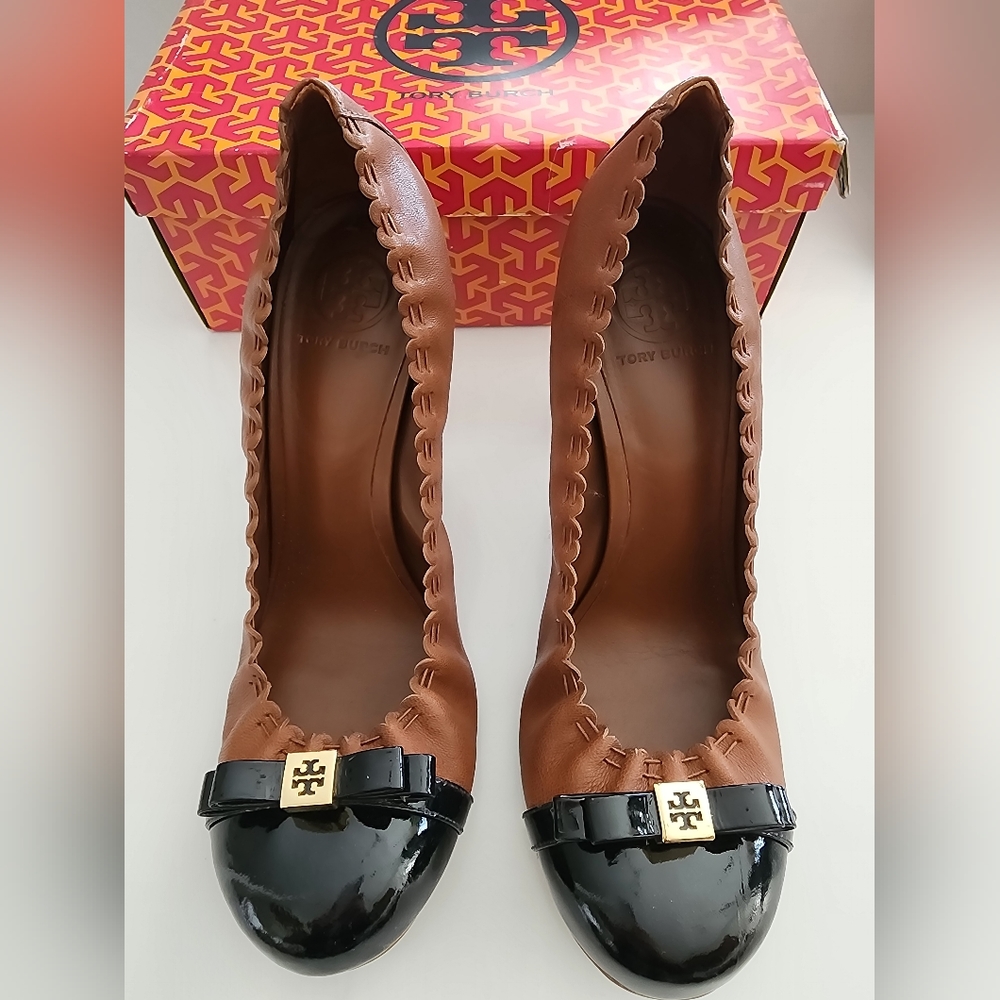 Tory Burch Marie Landed Capra Patent Heels